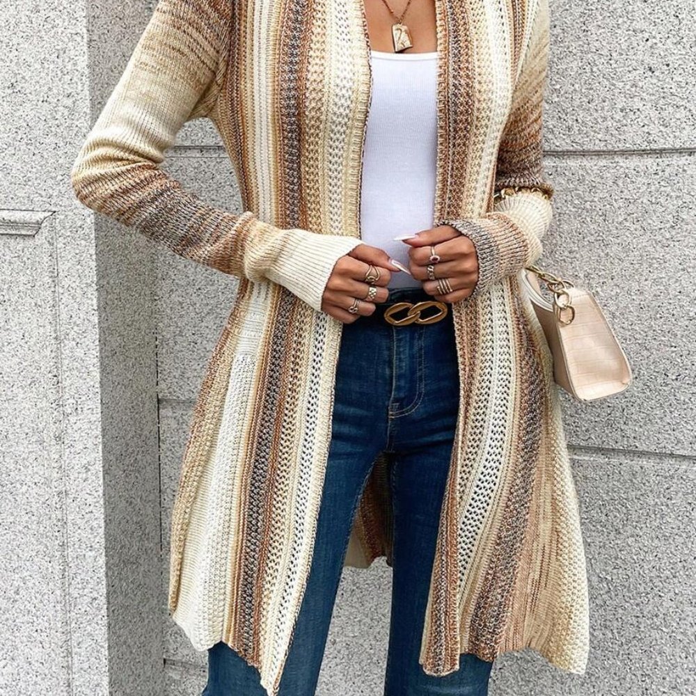 Striped Open Front Cardigan - Picture 4 of 4